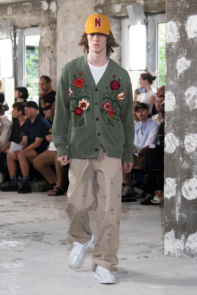 Junya Watanabe MAN Floral Jacquard Cardigan Green WK-N002-S23