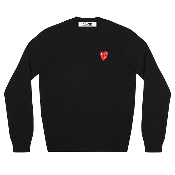 COMME des GARCONS PLAY Double Eye V-Neck Sweater Black