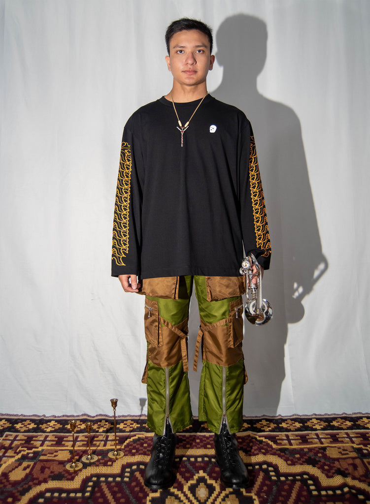 Youths in Balaclava Flower Print Longsleeve Black