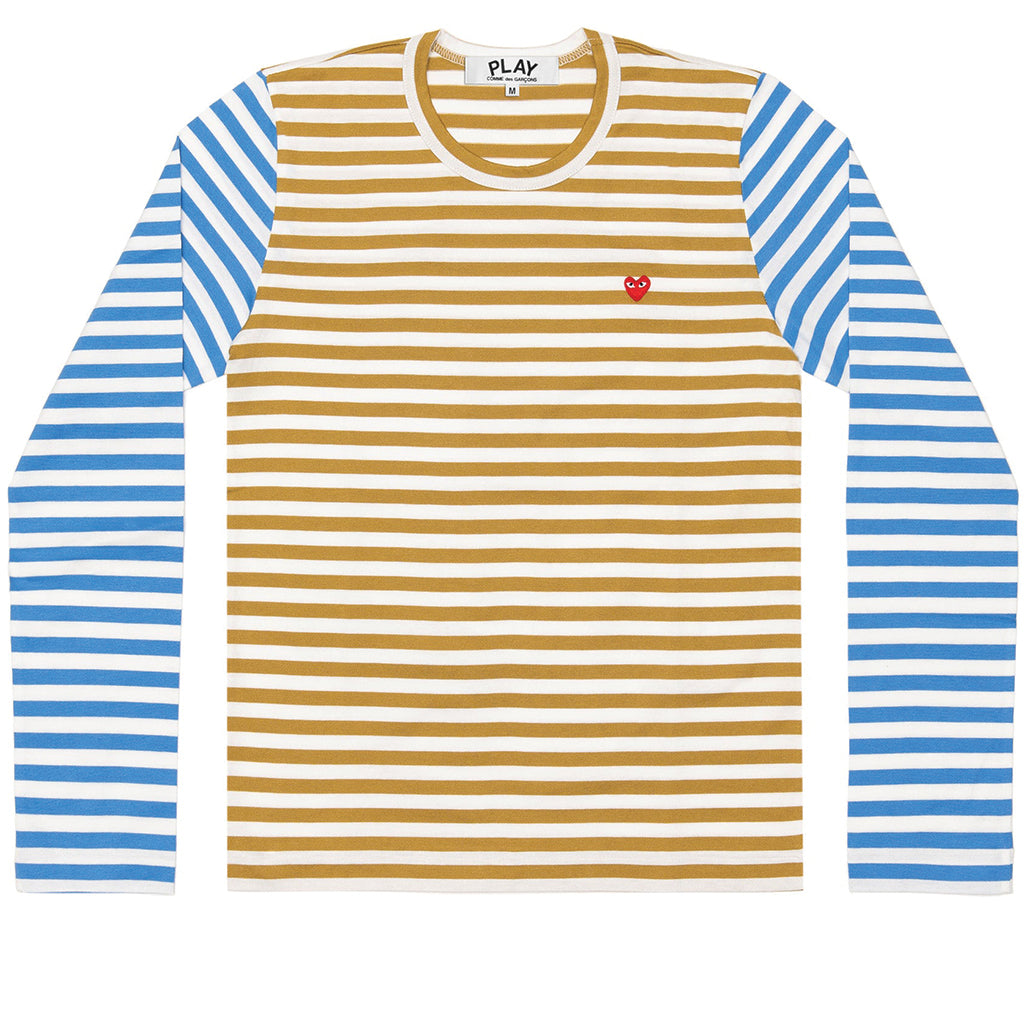 COMME des GARCONS PLAY Pastel Bi-Colour Striped Longsleeve Olive / Blue