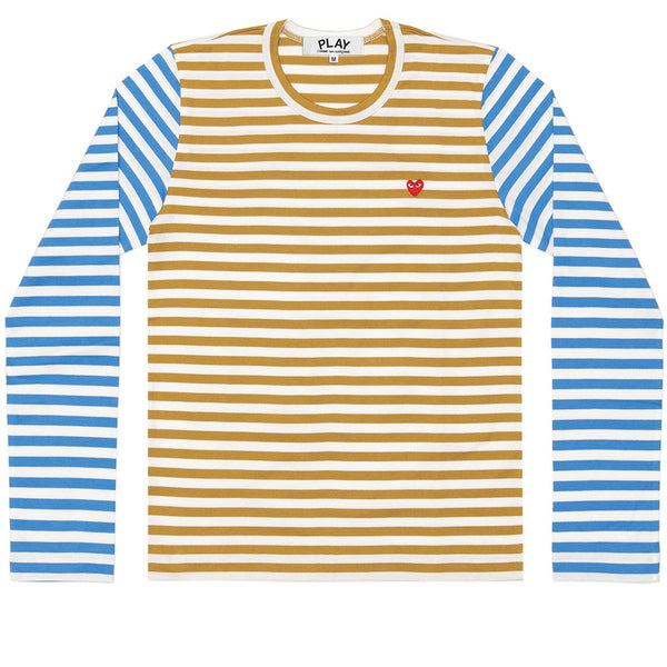 COMME des GARCONS PLAY Pastel Bi-Colour Striped Longsleeve Olive / Blue