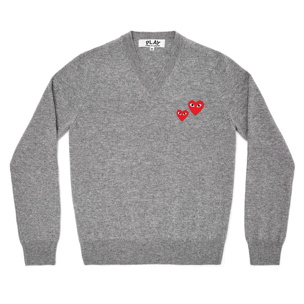 COMME des GARCONS PLAY Pullover Double Hearts Knit Grey