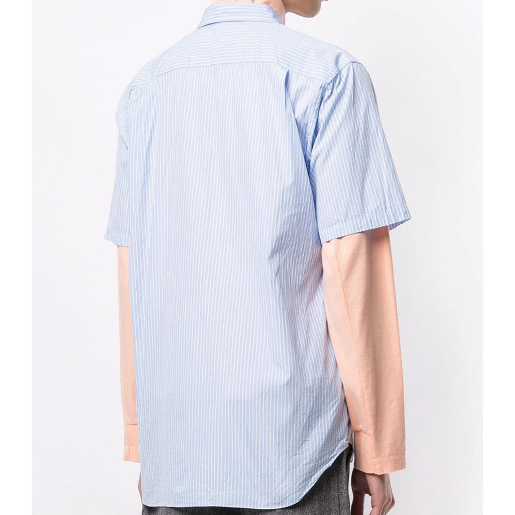 COMME des GARCONS PLAY Black Heart Blue Striped Short Sleeve Shirt
