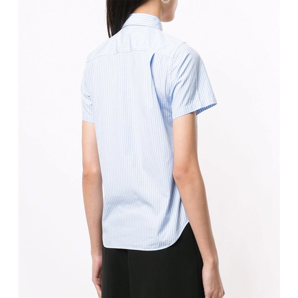 COMME des GARCONS PLAY Black Heart Blue Striped Short Sleeve Shirt