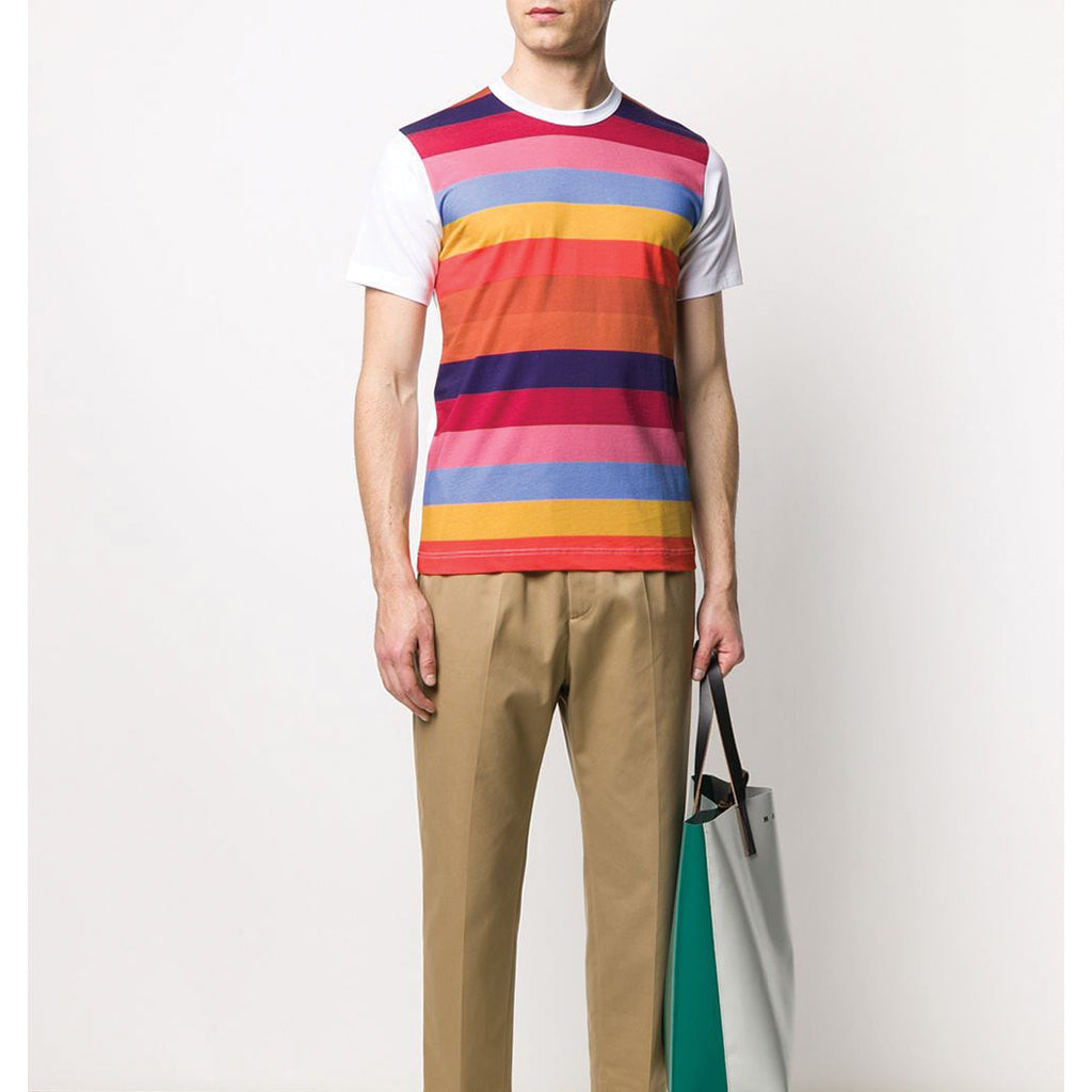 COMME des GARCONS SHIRT Striped Graphic T-Shirt White