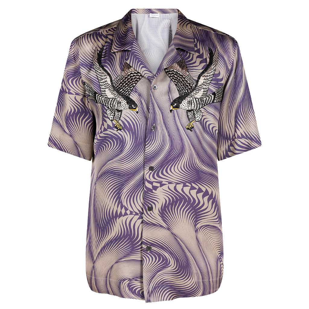 Dries van Noten Carltone Embroidery Shirt Lilac 232-020734-7002