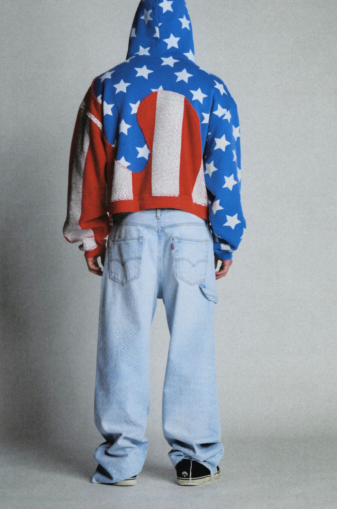ERL Stars and Stripes Swirl Hooded Sweatshirt American Flag