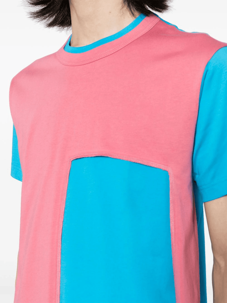 COMME des GARCONS SHIRT Cut-Out Panelled T-Shirt Blue / Pink  FL-T019-W23