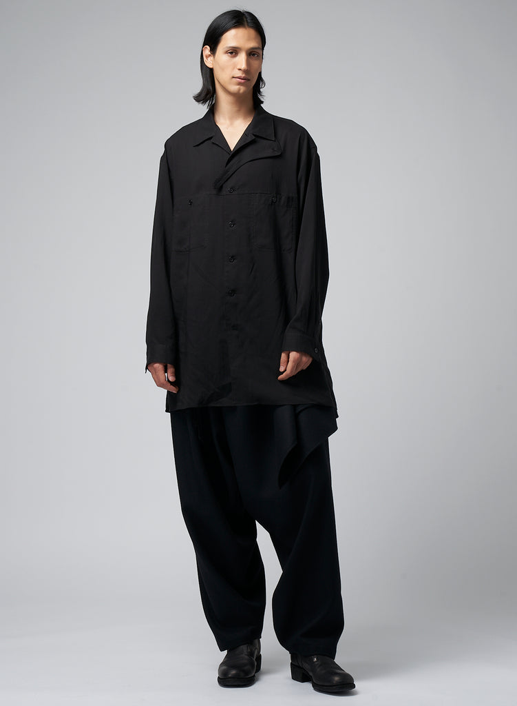 Yohji Yamamoto POUR HOMME Open Collar Chin Flap Shirt HJ-B10-201-1-02