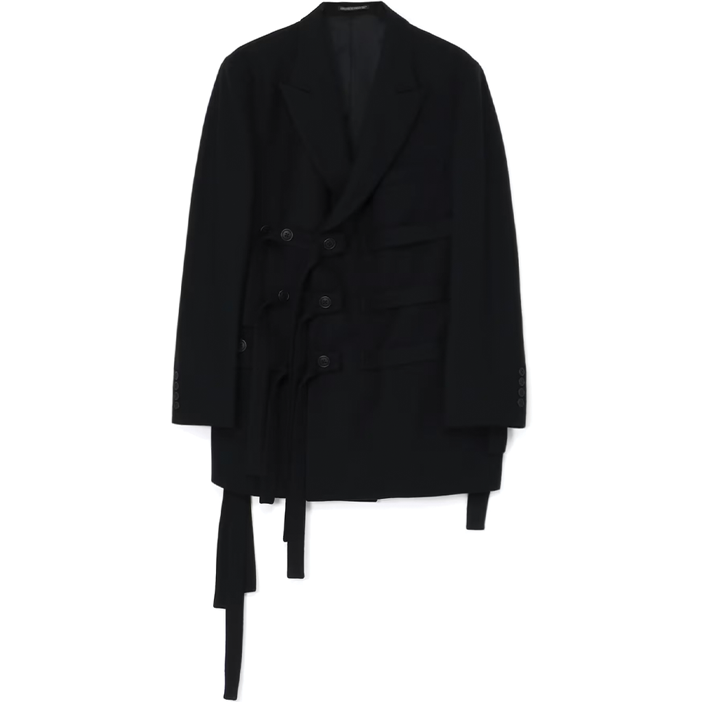Yohji Yamamoto POUR HOMME W-Belted Double Jacket Black HJ-J69-124-1-03