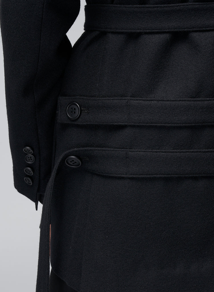 Yohji Yamamoto POUR HOMME W-Belted Double Jacket Black HJ-J69-124-1-03
