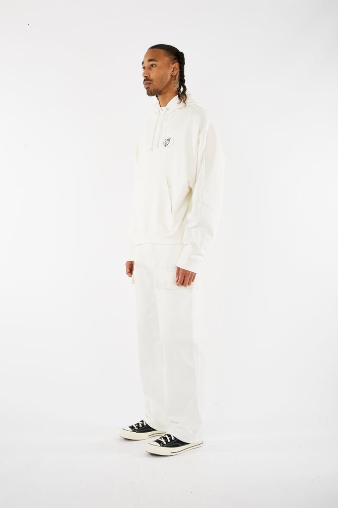 Sky High Farm Workwear Alastair McKim Hooded Workwear Sweatshirt White SHF04T424