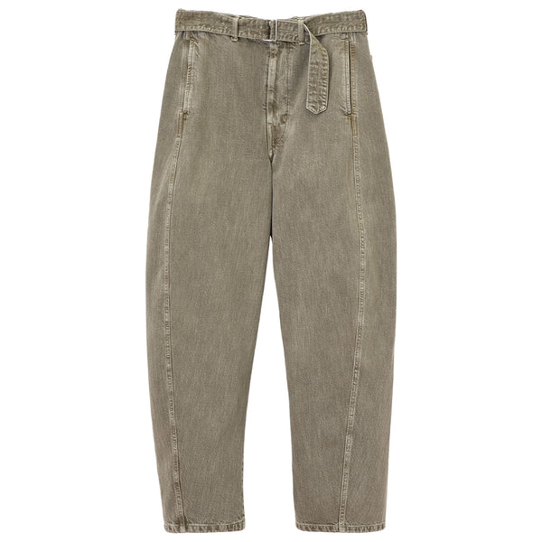 LEMAIRE Twisted Belted Denim Pants Snow Olive