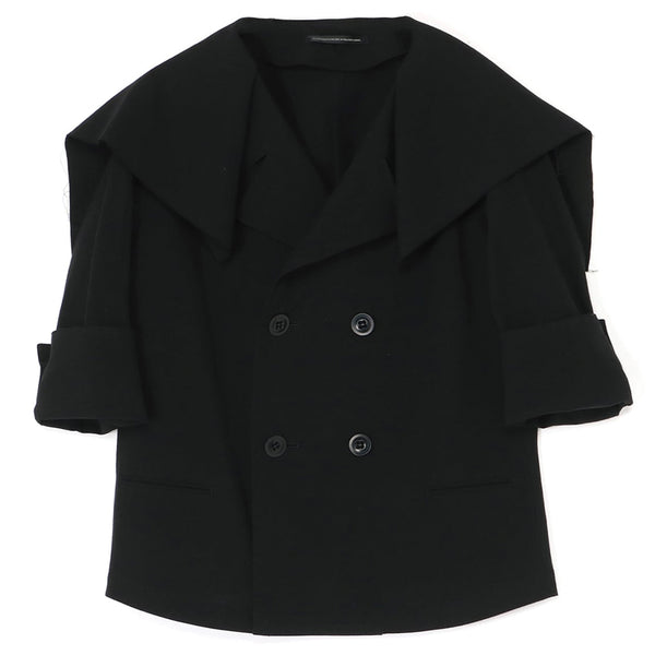 Y's Cotton Flax Linen Poplin Sailor Collar Jacket Black YS-J14-01-2