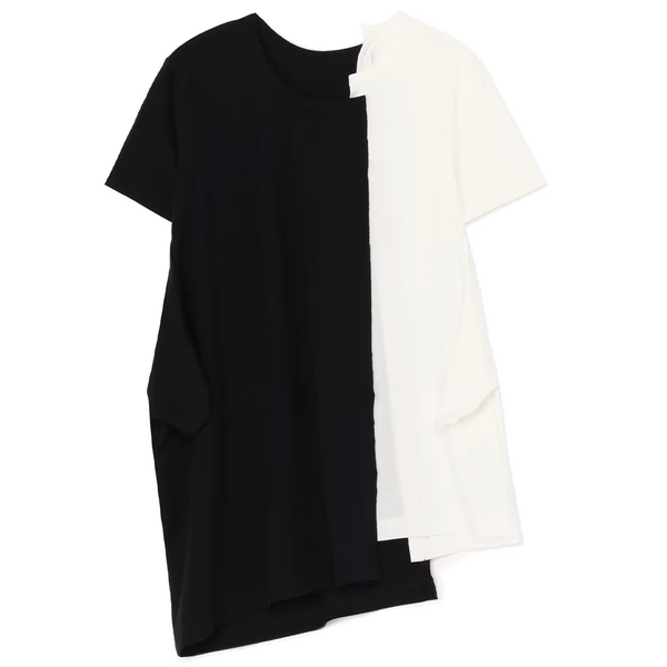 Y's Yohji Yamamoto Uneven Jersey T-Shirt Black / White YS-T29-072-01-02