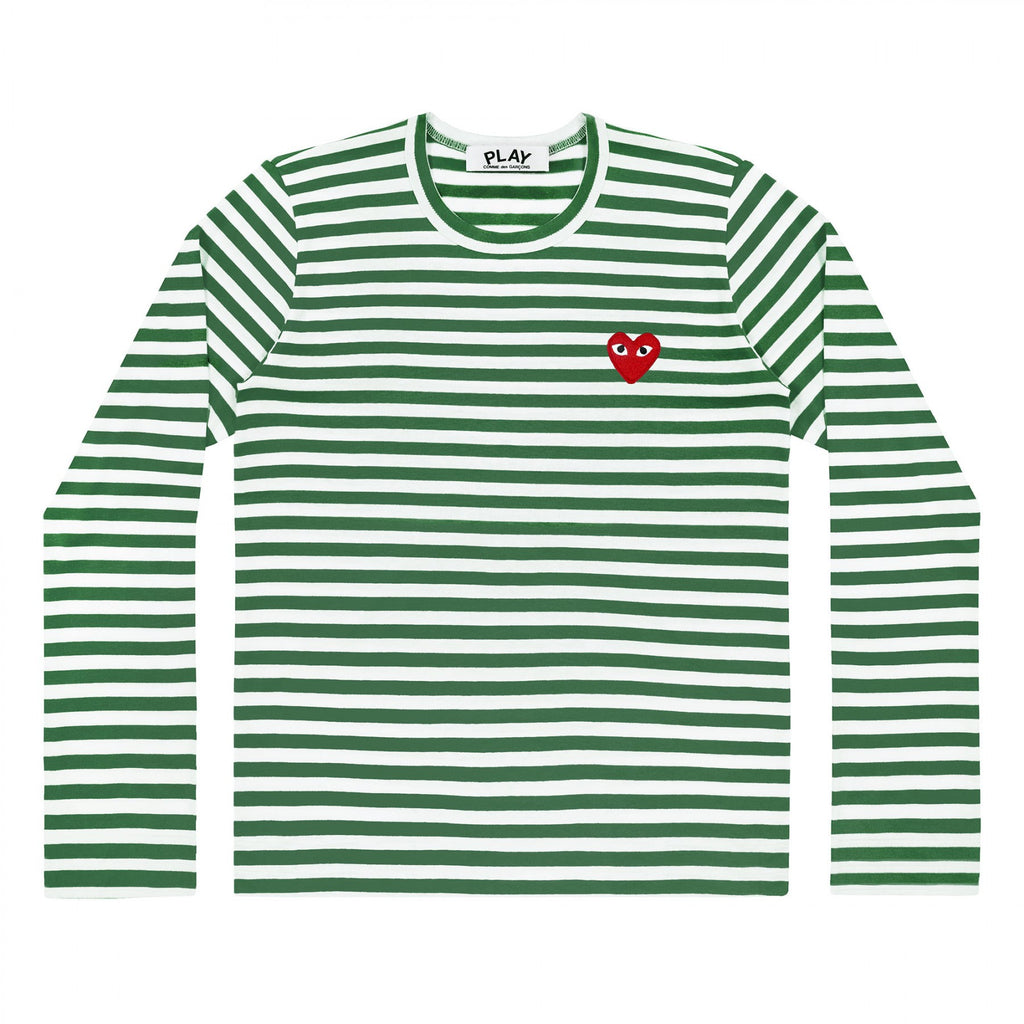 COMME des GARCONS PLAY Striped Longsleeve Green / White