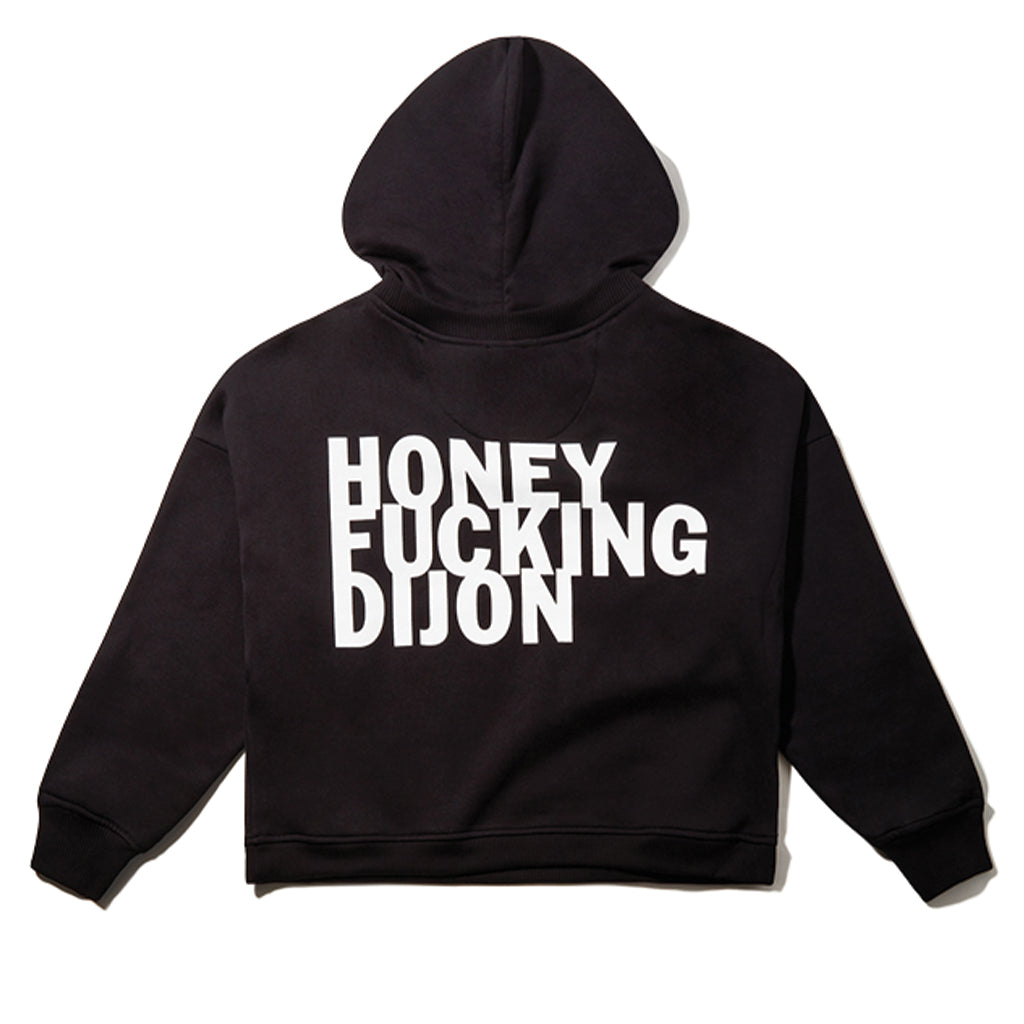 Honey Fucking Dijon Cropped Hooded Crewneck Black