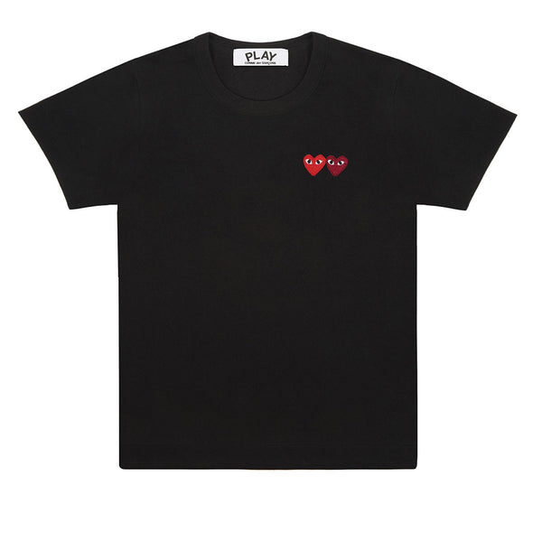 COMME des GARCONS PLAY Double Heart T-Shirt Black
