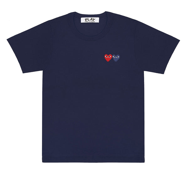 COMME des GARCONS PLAY Double Heart T-Shirt Navy