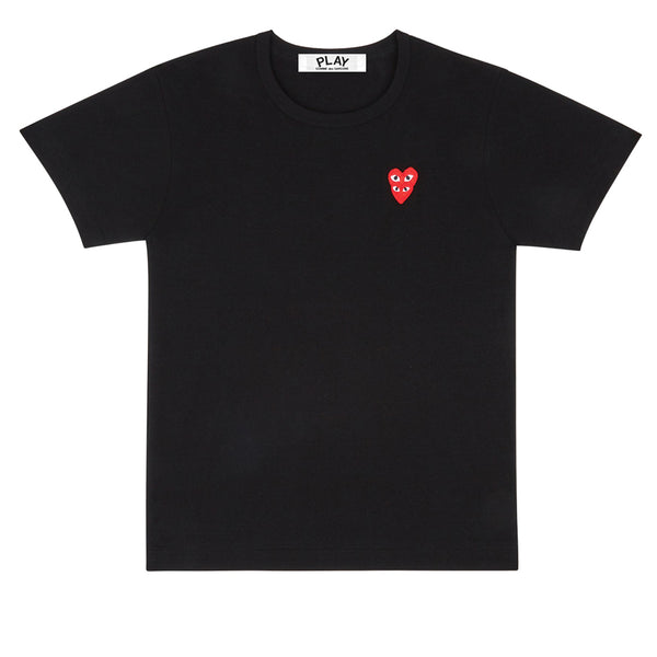 COMME des GARCONS PLAY Double Red Heart T-Shirt Black