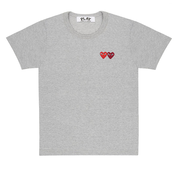COMME des GARCONS PLAY Double Heart T-Shirt Grey