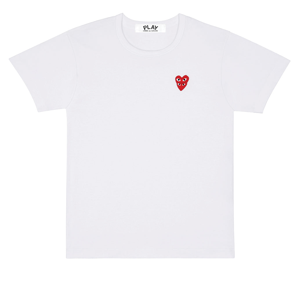 COMME des GARCONS PLAY Double Red Heart T-Shirt White SALE