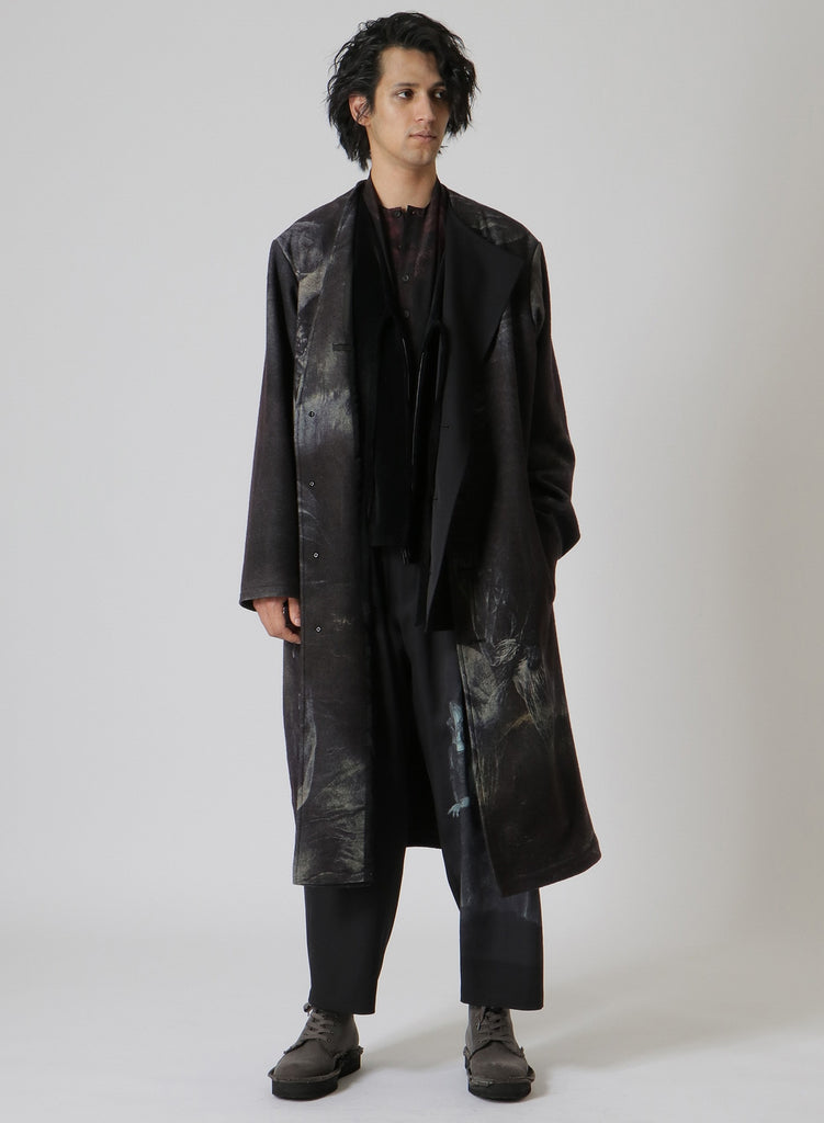 Yohji Yamamoto POUR HOMME Front Layered Print Coat