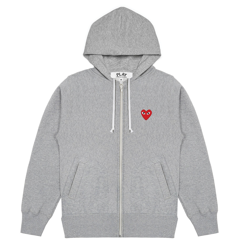 COMME des GARCONS PLAY Hooded Sweatshirt With 5 Hearts Grey