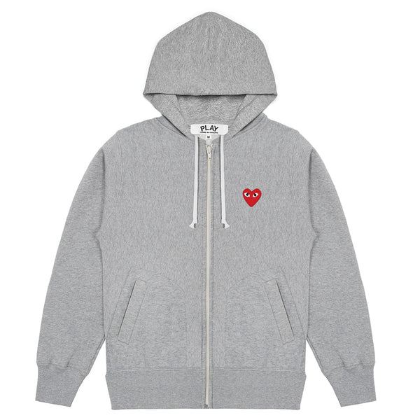 COMME des GARCONS PLAY Hooded Zip-Up Sweatshirt Grey - T0K10 Store