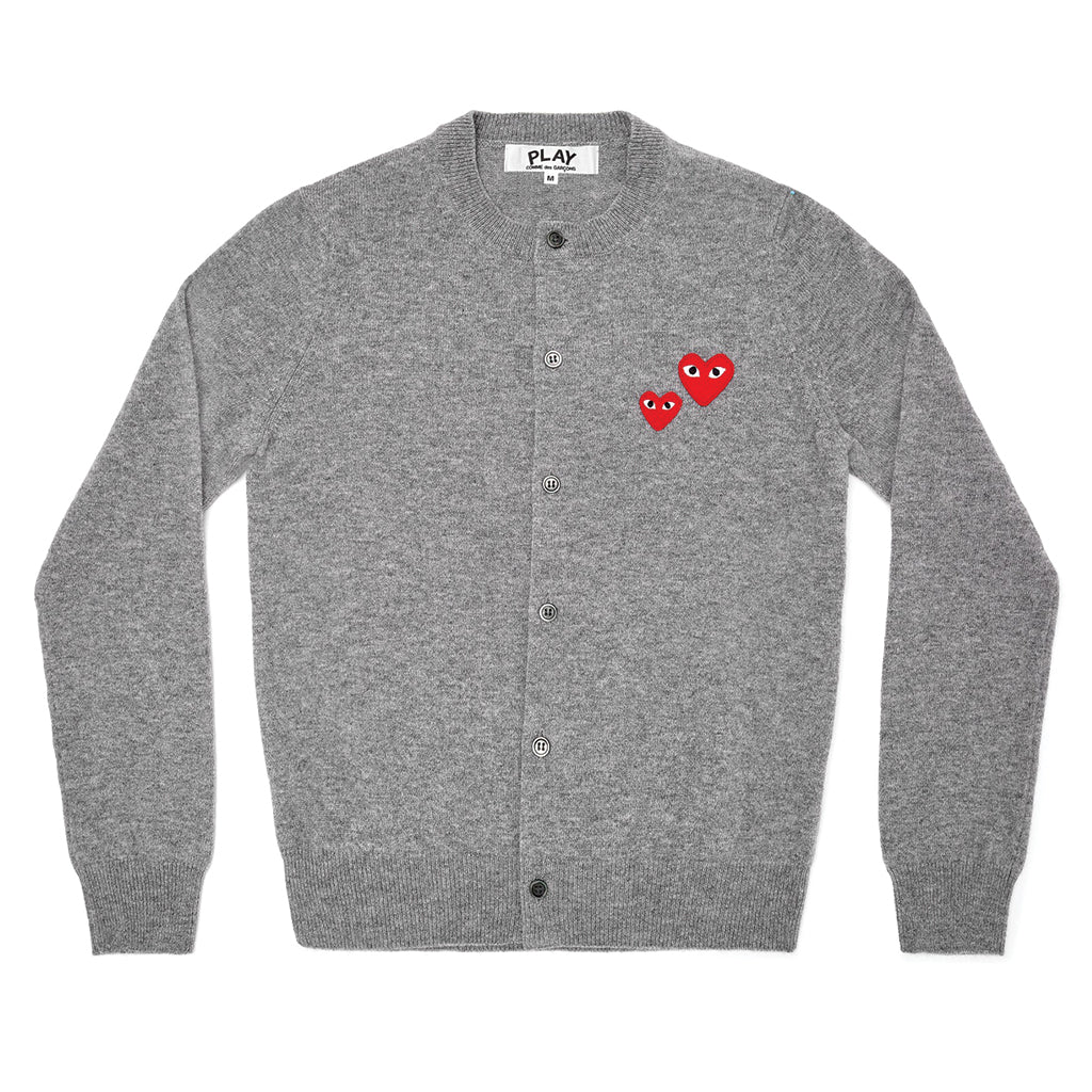 COMME des GARCONS PLAY Double Heart Cardigan Grey for Ladies