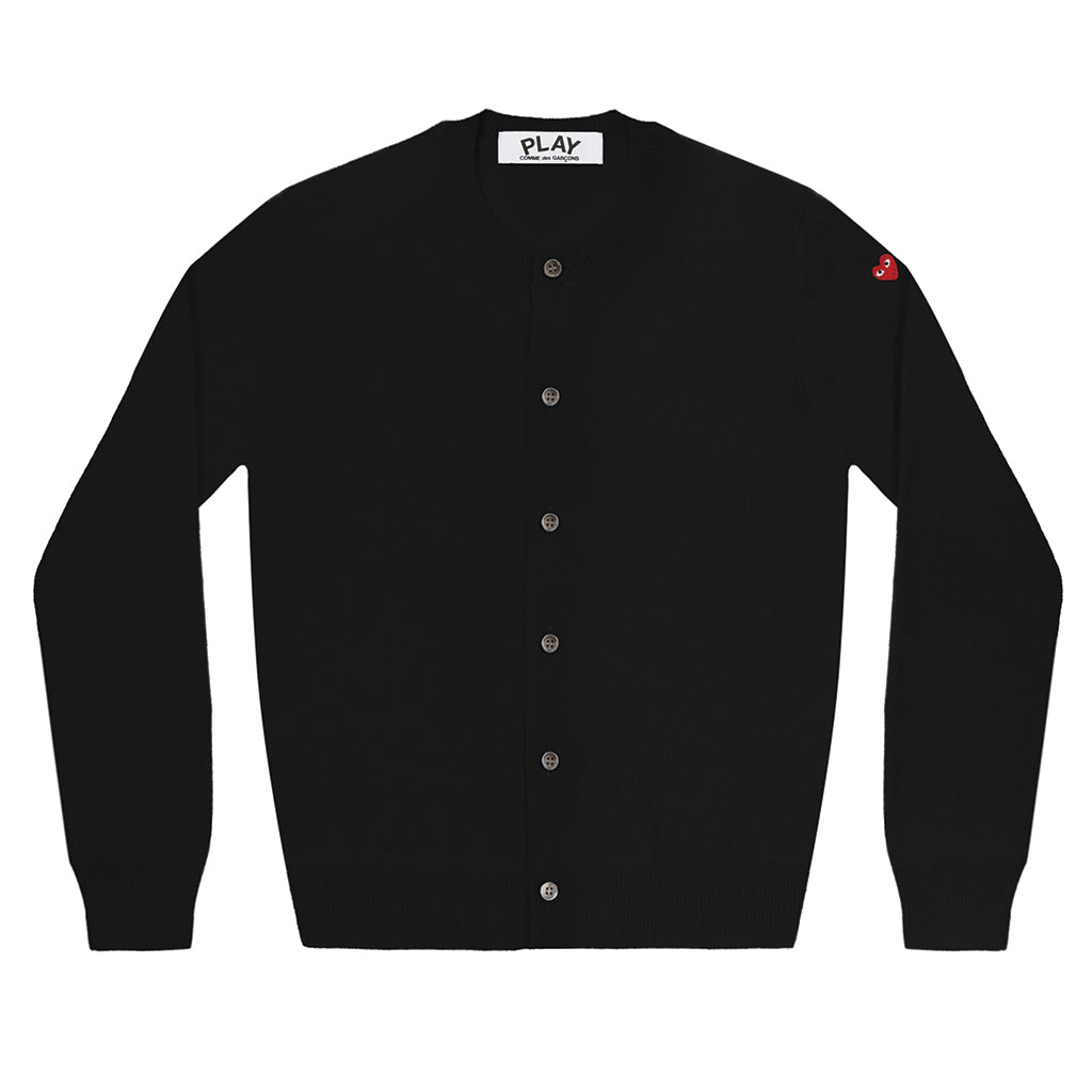 COMME des GARCONS PLAY Little Red Heart Cardigan Black for Ladies