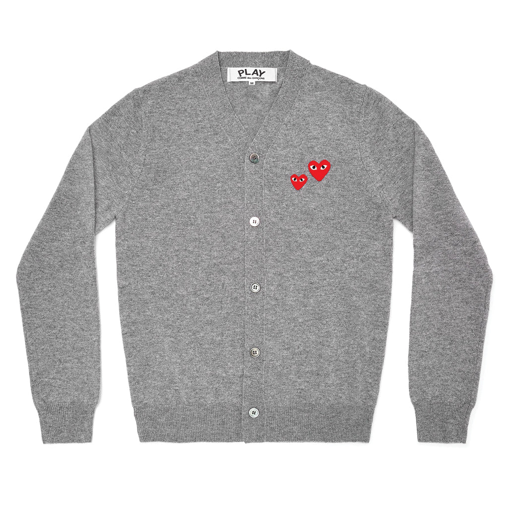 COMME des GARCONS PLAY Double Heart Cardigan Grey for Men