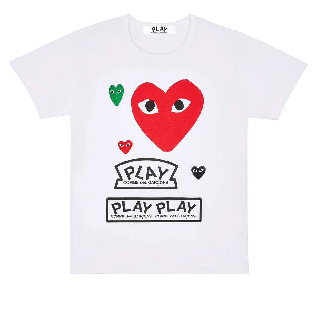 COMME des GARCONS PLAY Multi Logo T-Shirt Red Heart