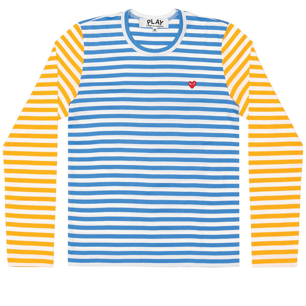 COMME des GARCONS PLAY Pastel Bi-Colour Striped Longsleeve Blue / Yellow