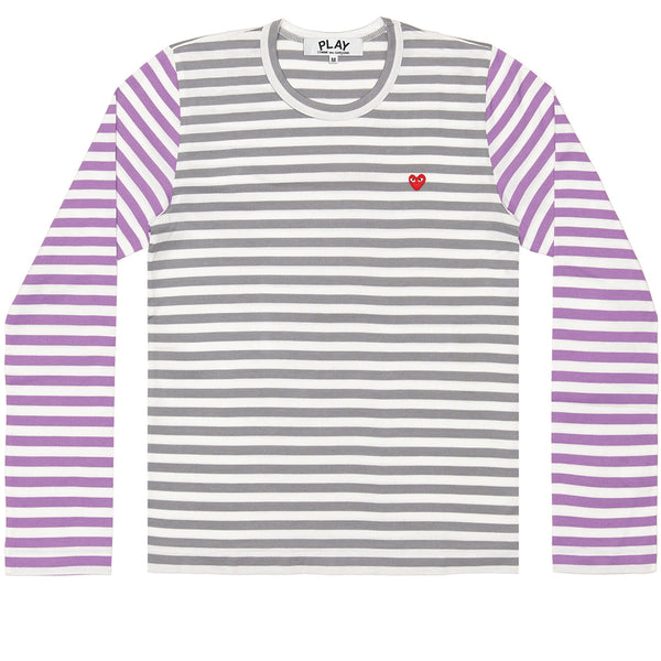 COMME des GARCONS PLAY Pastel Bi-Colour Striped Longsleeve Grey / Purple