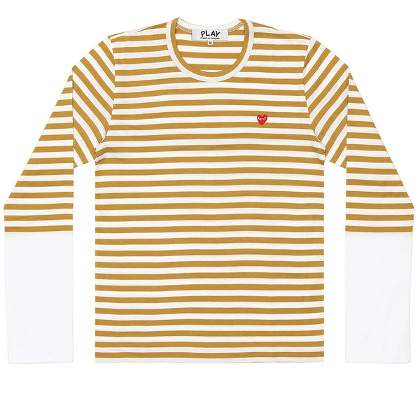 COMME des GARCONS PLAY Pastel Striped Longsleeve Olive / White