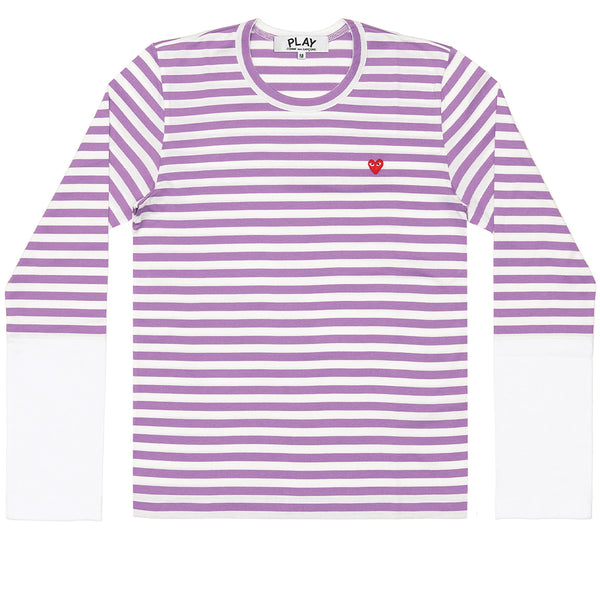 COMME des GARCONS PLAY Pastel Striped Longsleeve Purple / White