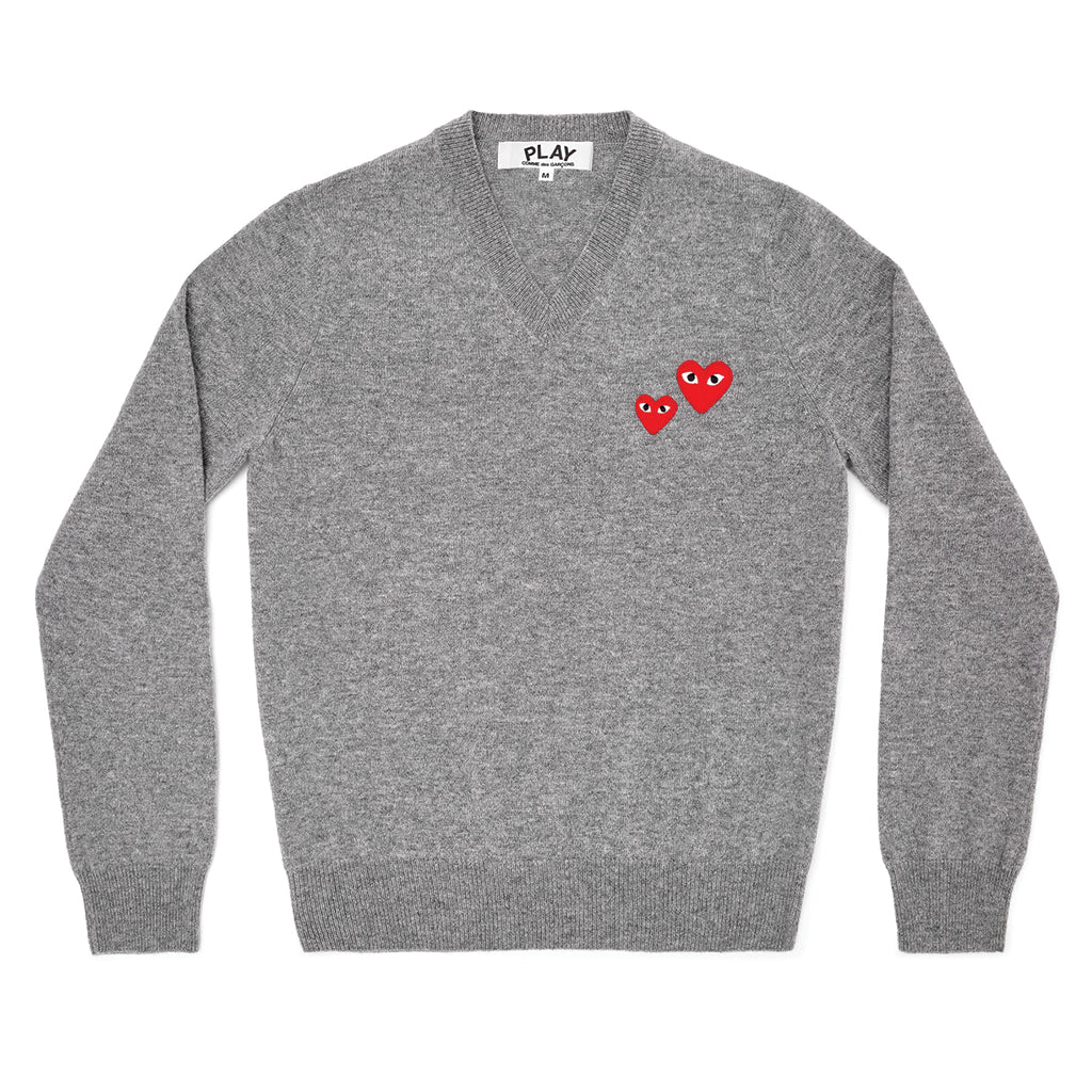 COMME des GARCONS PLAY Pullover Double Hearts Knit Grey