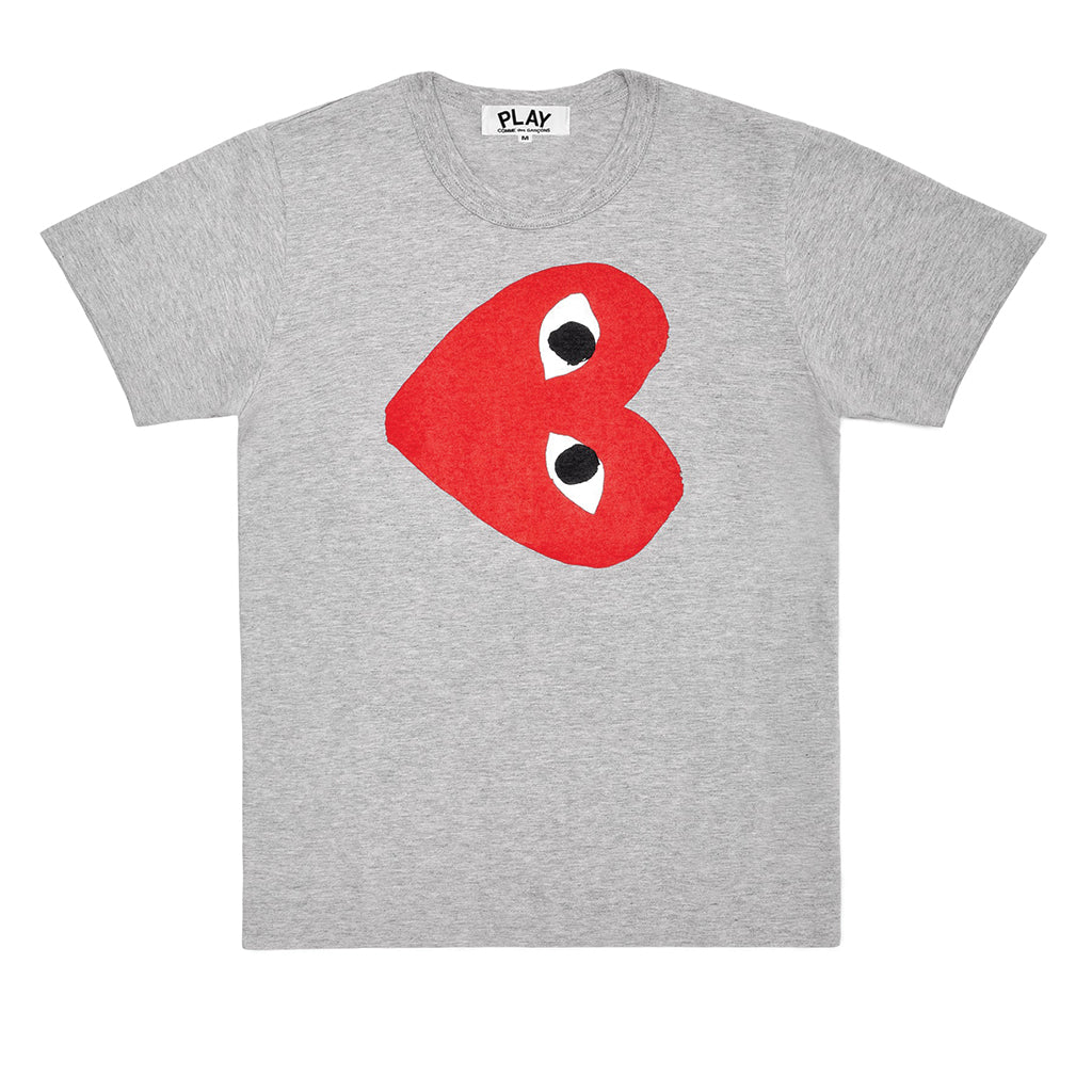 COMME des GARCONS PLAY Red Heart Side T-Shirt Grey