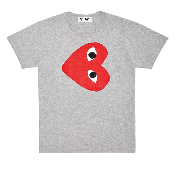 COMME des GARCONS PLAY Red Heart Side T-Shirt Grey
