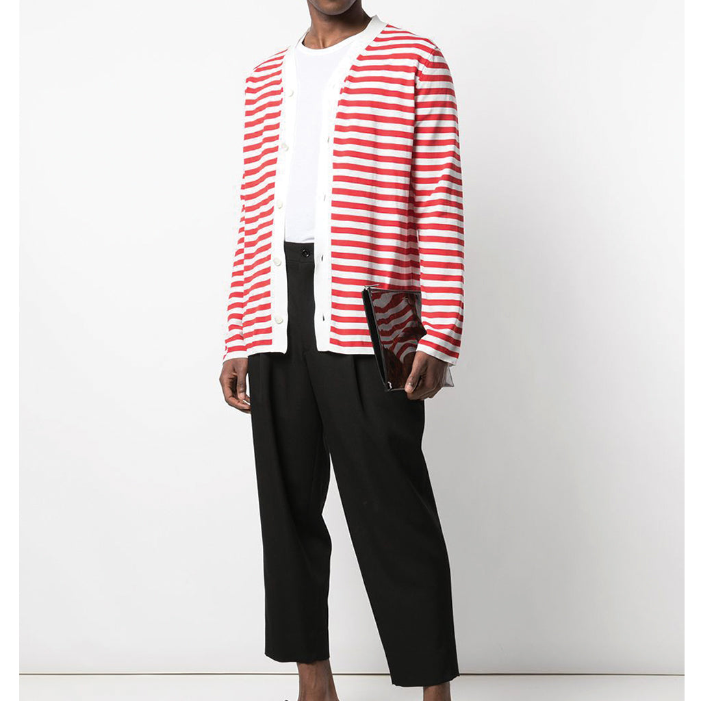 Striped Cardigan Off White / Red