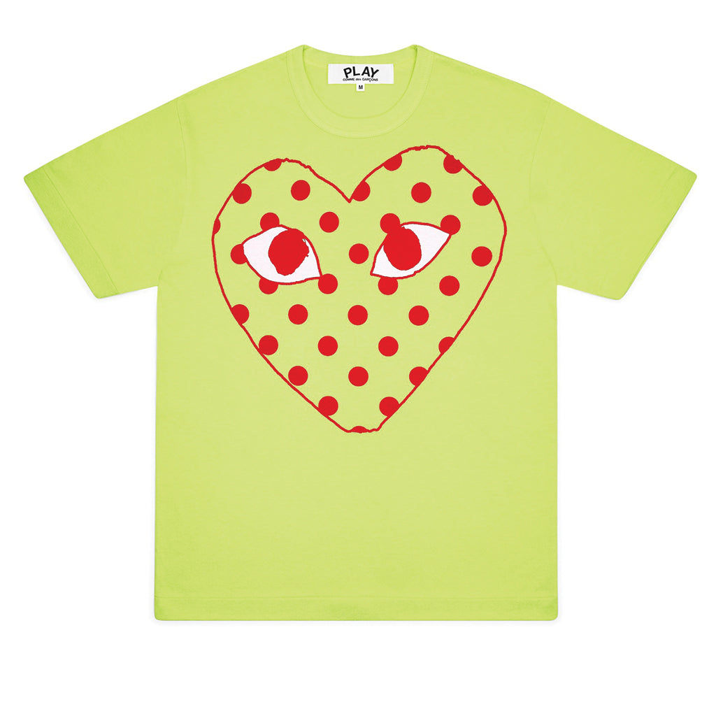 COMME des GARCONS PLAY Bright Polka Dot Logo T-Shirt Green