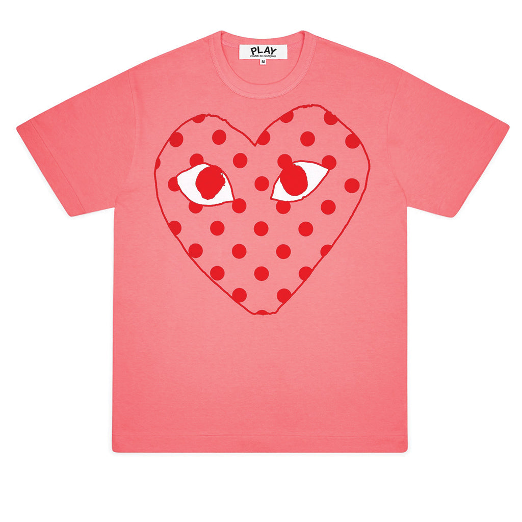 COMME des GARCONS PLAY Bright Polka Dot Logo T-Shirt Pink