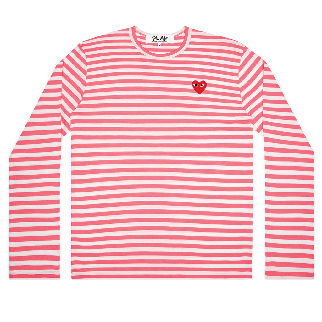 COMME des GARCONS PLAY Bright Striped Longsleeve Pink / White