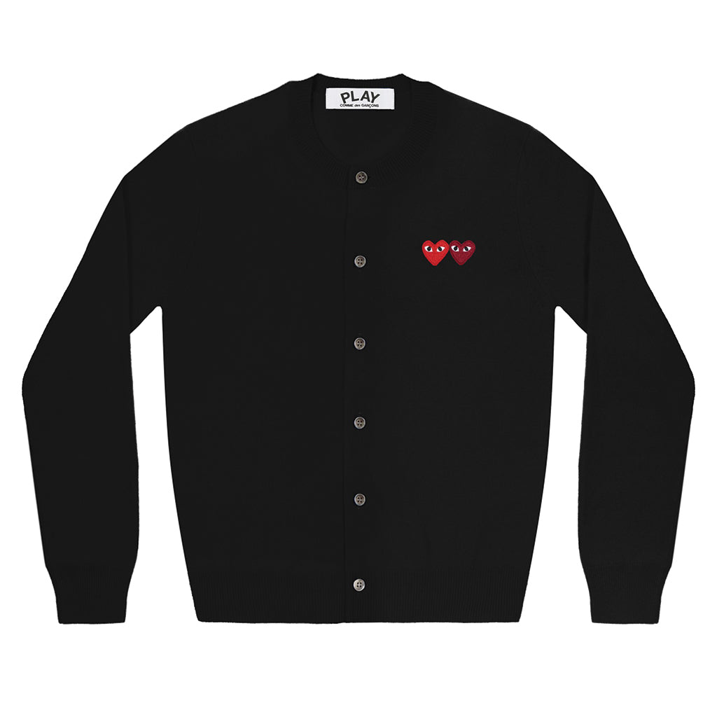 COMME des GARCONS PLAY Double Heart Cardigan Black for Ladies