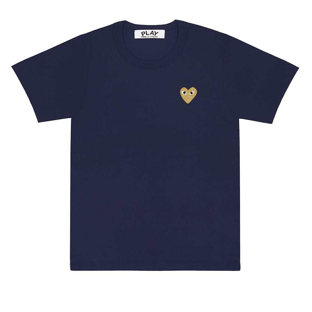COMME des GARCONS PLAY Gold Heart T-Shirt Navy