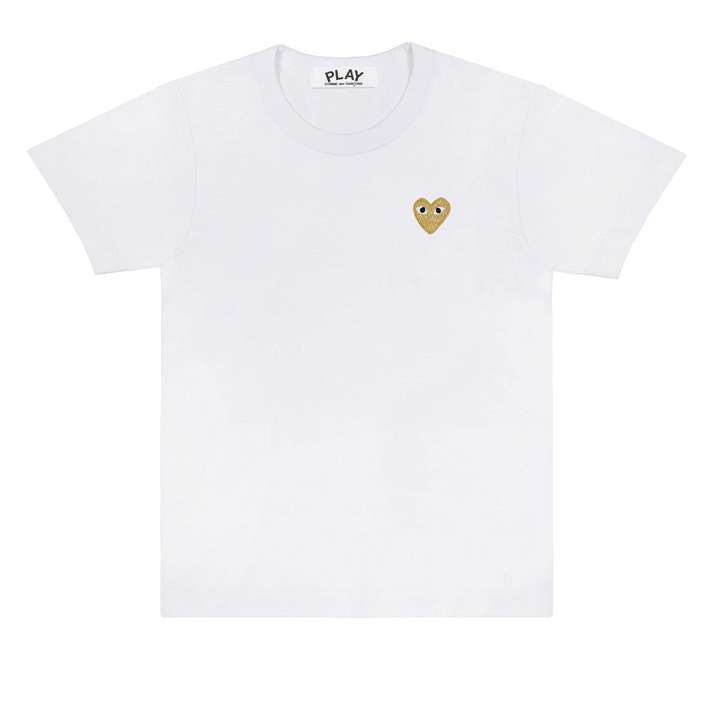COMME des GARCONS PLAY Gold Heart T-Shirt White