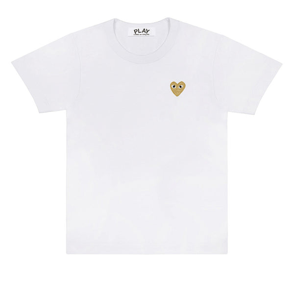 COMME des GARCONS PLAY Gold Heart T-Shirt White