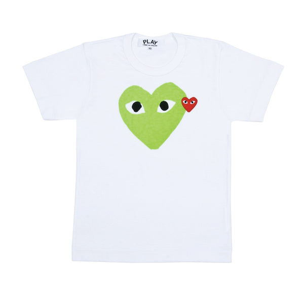 Green / Red Heart T-Shirt White