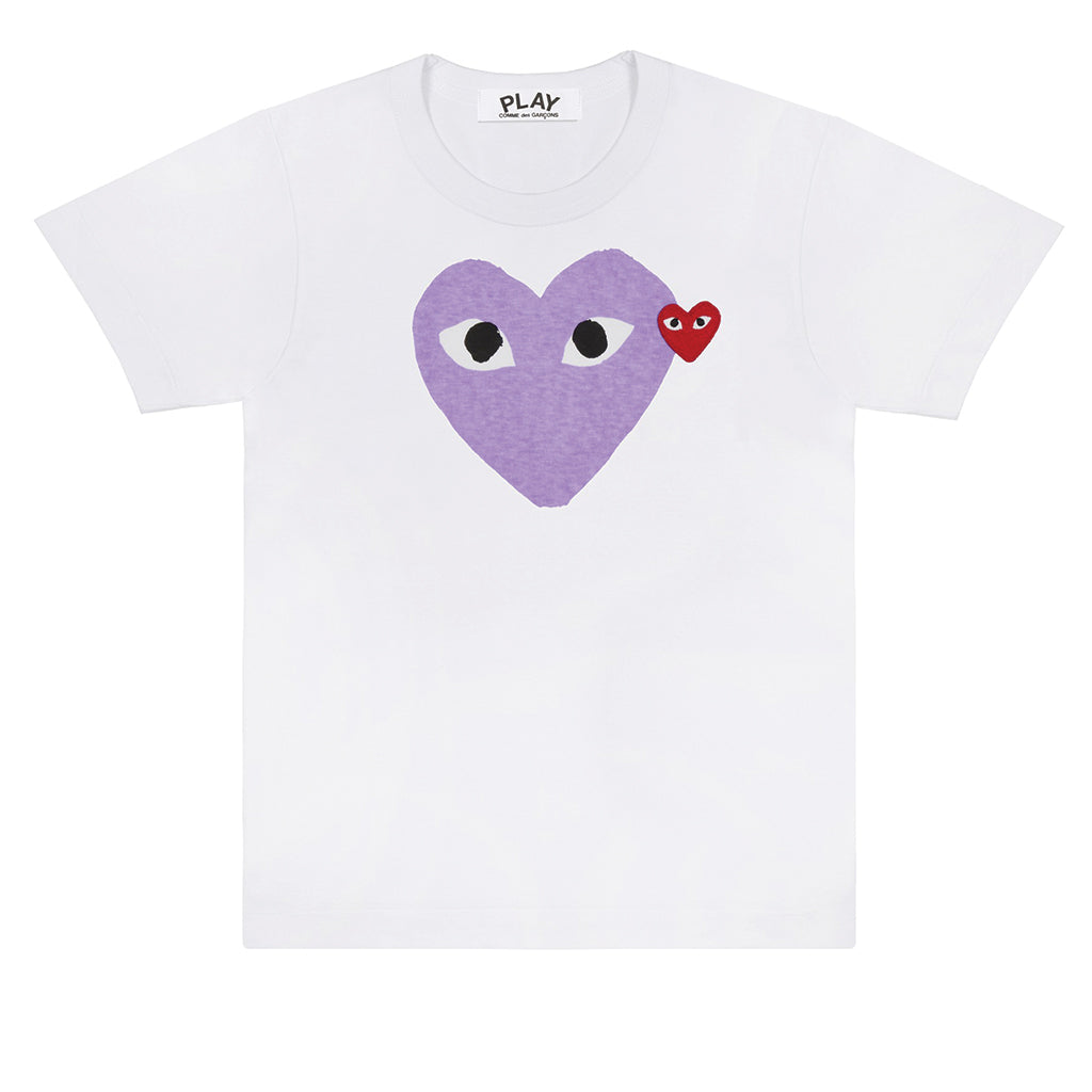 COMME des GARCONS PLAY Purple / Red Heart T-Shirt White